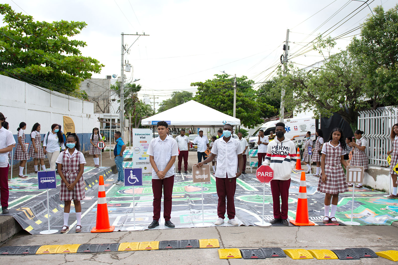 The road safety event at the Colegio Pedro Romero School.