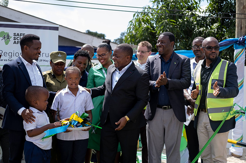 Dignitaries joined schoolchildren at Sinza Maalum Primary School to inaugurate new safety infrastructure.