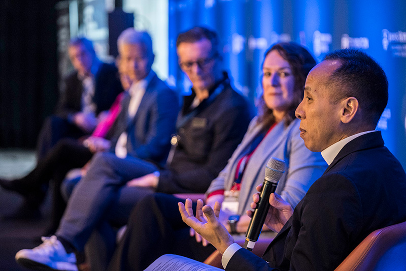 The second panel featured: Luca Pascotto, FIA Head of Road Safety and Global Advocacy; Dan Chen, former 3M Transportation Safety Division President; Analia Jarvis, Autoliv Manager Government Affairs; Lorraine Martin, National Safety Council CEO; Trent Victor, Waymo Director of Safety Research and Best Practices; and Nhan Tran, Head of Safety and Mobility, for the World Health Organization Department of the Social Determinants of Health as moderator.