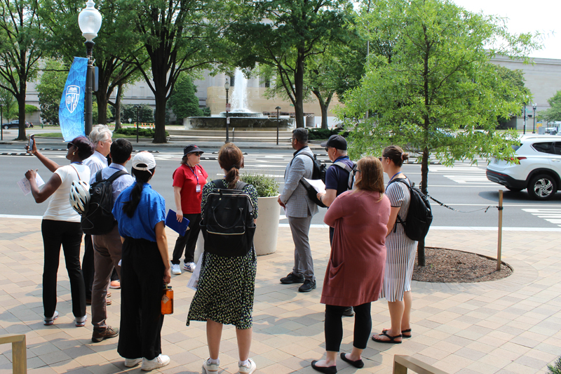 During a walking tour of Washington, D.C., attendees, studied Safe Systems interventions.