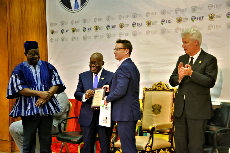 The Safe Schools Africa programme has received the inaugural IRF Excellence in Roads African Award, presented by the President of Ghana.